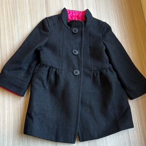 Girls Crewcuts Black Pea Coat with Pink Lining A-line Design size 3